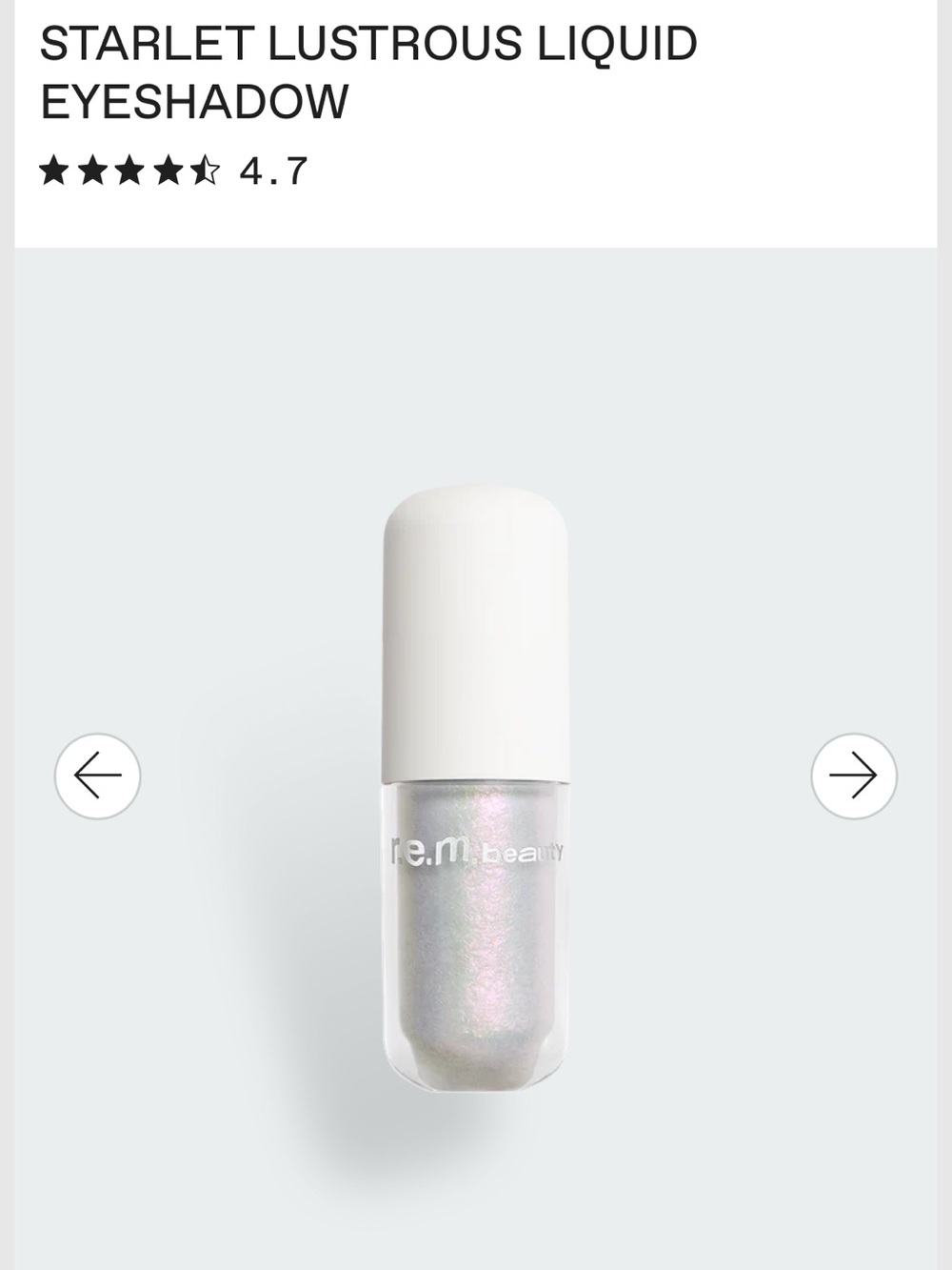 NWOT r.e.m. beauty Ariana Grande Starlet Lustrous Liquid Eyeshadow – “Lab Coat”